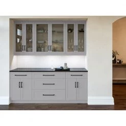 Home Bar Gray Cabinet Set with Granite Countertop and Glass Doors (5-Piece) by NewAge Products -Twin Star Home Sales Store gray newage products bar cabinets 85816 40 1000