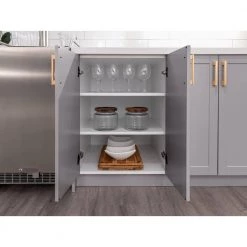 Gray Home Bar Cabinet Set with Contemporary Brushed Brass Handles (5-Pieces) by NewAge Products -Twin Star Home Sales Store gray newage products bar cabinets 86393 4f 1000