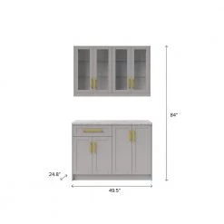 Gray Home Bar Cabinet Set with Contemporary Brushed Brass Handles (5-Pieces) by NewAge Products -Twin Star Home Sales Store gray newage products bar cabinets 86393 a0 1000