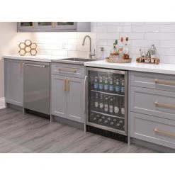 5-Piece Gray Home Bar Cabinet Set with Contemporary Brushed Brass Handles by NewAge Products -Twin Star Home Sales Store gray newage products bar cabinets 86394 1d 1000