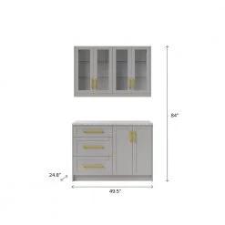 5-Piece Gray Home Bar Cabinet Set with Contemporary Brushed Brass Handles by NewAge Products -Twin Star Home Sales Store gray newage products bar cabinets 86394 a0 1000