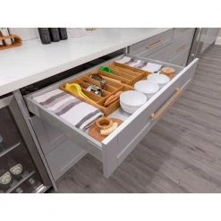 Gray Home Bar Cabinet Set with Contemporary Brushed Brass Handles (6-Pieces) by NewAge Products -Twin Star Home Sales Store gray newage products bar cabinets 86400 77 1000