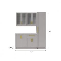 Gray Home Bar Cabinet Set with Contemporary Brushed Brass Handles (6-Pieces) by NewAge Products -Twin Star Home Sales Store gray newage products bar cabinets 86400 a0 1000