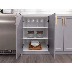 6-Piece Gray Home Bar Cabinet Set with Contemporary Matte Black Handles by NewAge Products -Twin Star Home Sales Store gray newage products bar cabinets 86421 4f 1000