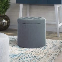 Gray Tweed Storage Ottoman by Twin Star Home -Twin Star Home Sales Store gray tweed twin star home ottomans sb6999 fb02 66 1000
