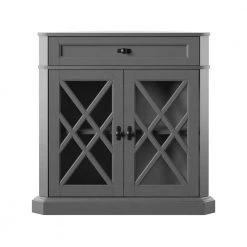 Gray Corner Accent Cabinet with Adjustable Shelf by Twin Star Home
