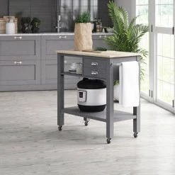 Gray Kitchen Cart with Towel Rack by Twin Star Home -Twin Star Home Sales Store gray twin star home bar carts kc6689 pg22 31 1000