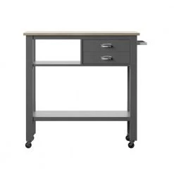Gray Kitchen Cart with Towel Rack by Twin Star Home