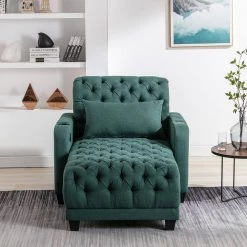 Indoor Green Modern Multifunctional Tufted Adjustable Reclining Chaise Lounge Sleeper Chair Single Leisure Sofa by KINWELL -Twin Star Home Sales Store green kinwell chaise lounges bsc hf908tl c3 1000