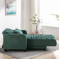 Indoor Green Modern Multifunctional Tufted Adjustable Reclining Chaise Lounge Sleeper Chair Single Leisure Sofa by KINWELL -Twin Star Home Sales Store green kinwell chaise lounges bsc hf908tl e1 1000
