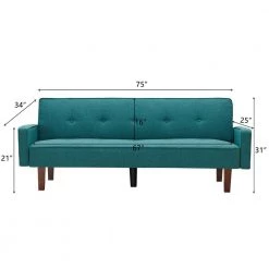 Nathalia 75 in. Green Linen 3-Seater Twin Sleeper Sofa Bed by KINWELL -Twin Star Home Sales Store green kinwell sofa beds bsc071 gn 1d 1000