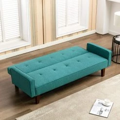 Nathalia 75 in. Green Linen 3-Seater Twin Sleeper Sofa Bed by KINWELL -Twin Star Home Sales Store green kinwell sofa beds bsc071 gn 4f 1000