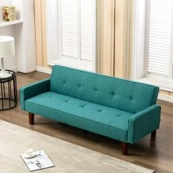 Nathalia 75 in. Green Linen 3-Seater Twin Sleeper Sofa Bed by KINWELL -Twin Star Home Sales Store green kinwell sofa beds bsc071 gn 76 1000