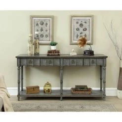 Mystique 72 in. Gray/Aged Copper Standard Rectangle Wood Console Table with 2-Drawers by COAST TO COAST -Twin Star Home Sales Store grey aged copper coast to coast console tables 30501 31 1000
