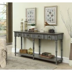Mystique 72 in. Gray/Aged Copper Standard Rectangle Wood Console Table with 2-Drawers by COAST TO COAST -Twin Star Home Sales Store grey aged copper coast to coast console tables 30501 c3 1000