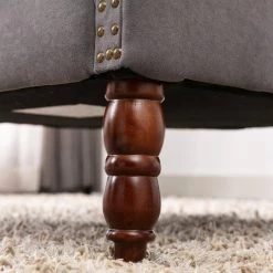 Grey Modern Upholstered Accent Armchair Button-Tufted Nailhead Trim Wingback Chair by KINWELL -Twin Star Home Sales Store grey kinwell accent chairs mla000702 grey 1d 1000