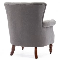 Grey Modern Upholstered Accent Armchair Button-Tufted Nailhead Trim Wingback Chair by KINWELL -Twin Star Home Sales Store grey kinwell accent chairs mla000702 grey 1f 1000