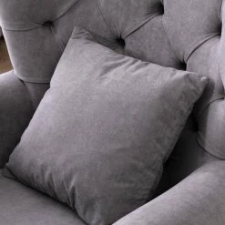 Grey Modern Upholstered Accent Armchair Button-Tufted Nailhead Trim Wingback Chair by KINWELL -Twin Star Home Sales Store grey kinwell accent chairs mla000702 grey 66 1000