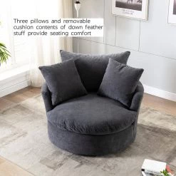 43.3 in. Grey Upholstered Swivel Barrel Chair by KINWELL -Twin Star Home Sales Store grey kinwell accent chairs mla000705 grey 1f 1000