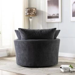 43.3 in. Grey Upholstered Swivel Barrel Chair by KINWELL -Twin Star Home Sales Store grey kinwell accent chairs mla000705 grey 44 1000