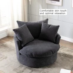 43.3 in. Grey Upholstered Swivel Barrel Chair by KINWELL -Twin Star Home Sales Store grey kinwell accent chairs mla000705 grey 4f 1000