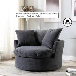 43.3 in. Grey Upholstered Swivel Barrel Chair by KINWELL -Twin Star Home Sales Store grey kinwell accent chairs mla000705 grey c3 1000
