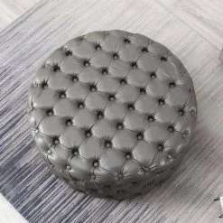 35.4 in. Grey Round Cocktail Ottoman by KINWELL -Twin Star Home Sales Store grey kinwell ottomans mla000688 grey 1f 1000