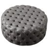 35.4 in. Grey Round Cocktail Ottoman by KINWELL