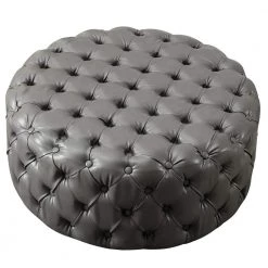 35.4 in. Grey Round Cocktail Ottoman by KINWELL