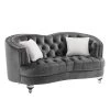 70.5 in. W Square Arm Velvet Tufted Loveseat Chesterfield Curved Sofa with Nailheads in Gray by KINWELL