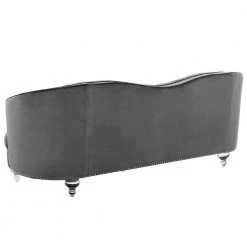 90.2 in. W Square Arm Velvet Tufted 3-Seater Chesterfield Curved Sofa with Nailheads in Gray by KINWELL -Twin Star Home Sales Store grey kinwell sofas couches bsc hx001gy s 44 1000