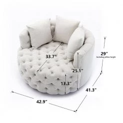 40.5 in. W Greyish White Tufted Linen Swivel Barrel Chair by KINWELL 12 40.5 in. W Greyish White Tufted Linen Swivel Barrel Chair by KINWELL -Twin Star Home Sales Store greyish white kinwell accent chairs wfhfsn 189 zh w 40 1000