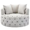 40.5 in. W Greyish White Tufted Linen Swivel Barrel Chair by KINWELL