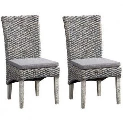 Heron Gray Set of 2 Seagrass Dining Chairs by COAST TO COAST