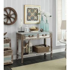 Islander 43 in. Multi-Colored Standard Rectangle Wood Console Table with 2-Drawers by COAST TO COAST -Twin Star Home Sales Store islander multicolor coast to coast console tables 91747 1f 1000