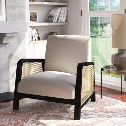 Ivory Black Oak Upholstered Arm Chair with Frame by Twin Star Home -Twin Star Home Sales Store ivory black oak twin star home accent chairs lc758 o134 31 1000