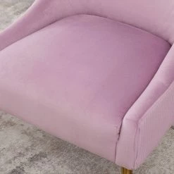 Light Purple Modern Mid-Century Velvet Fabric Upholstered Pleated Dining Chair with Handle on Back (Set of 2) by KINWELL -Twin Star Home Sales Store light purple kinwell accent chairs bsc083 pk two 4f 1000