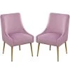 Light Purple Modern Mid-Century Velvet Fabric Upholstered Pleated Dining Chair with Handle on Back (Set of 2) by KINWELL