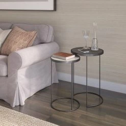 16 in. Light Stone Nesting Side Tables (Set of 2) by Twin Star Home -Twin Star Home Sales Store light stone twin star home coffee tables bt6768 ps23 31 1000