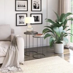 16 in. Light Stone Nesting Side Tables (Set of 2) by Twin Star Home -Twin Star Home Sales Store light stone twin star home coffee tables bt6768 ps23 44 1000