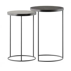 16 in. Light Stone Nesting Side Tables (Set of 2) by Twin Star Home