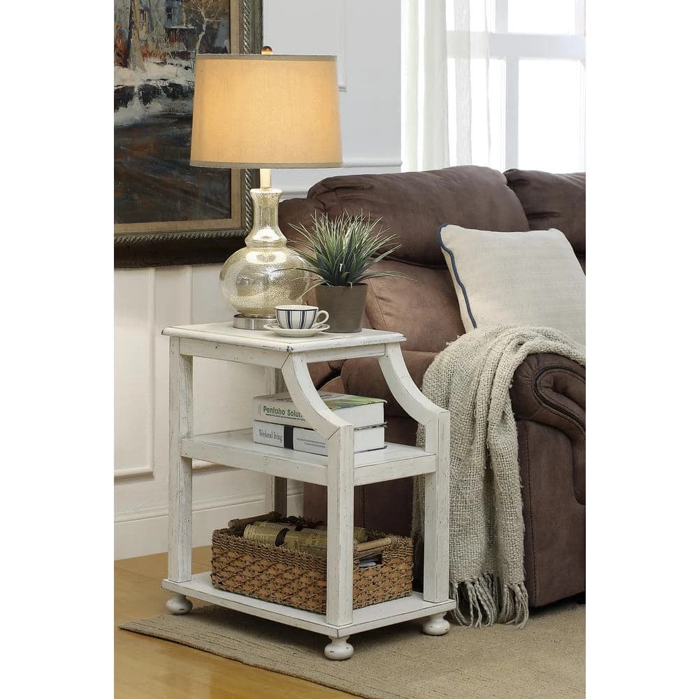 Lilith White Rub Chairside Accent Table by COAST TO COAST 6 Lilith White Rub Chairside Accent Table by COAST TO COAST - Image 6