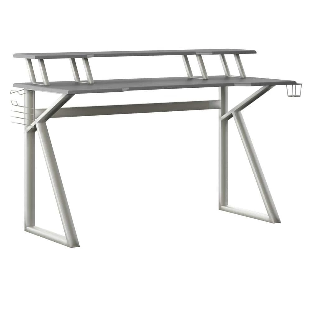 56 in. Metallic Gray Gaming Computer Desk with USB Charging Ports by Twin Star Home 3 56 in. Metallic Gray Gaming Computer Desk with USB Charging Ports by Twin Star Home - Image 3