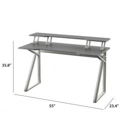 56 in. Metallic Gray Gaming Computer Desk with USB Charging Ports by Twin Star Home 20 56 in. Metallic Gray Gaming Computer Desk with USB Charging Ports by Twin Star Home -Twin Star Home Sales Store metallic gray twin star home computer desks odp6955 tvb01 4f 1000