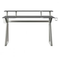 56 in. Metallic Gray Gaming Computer Desk with USB Charging Ports by Twin Star Home