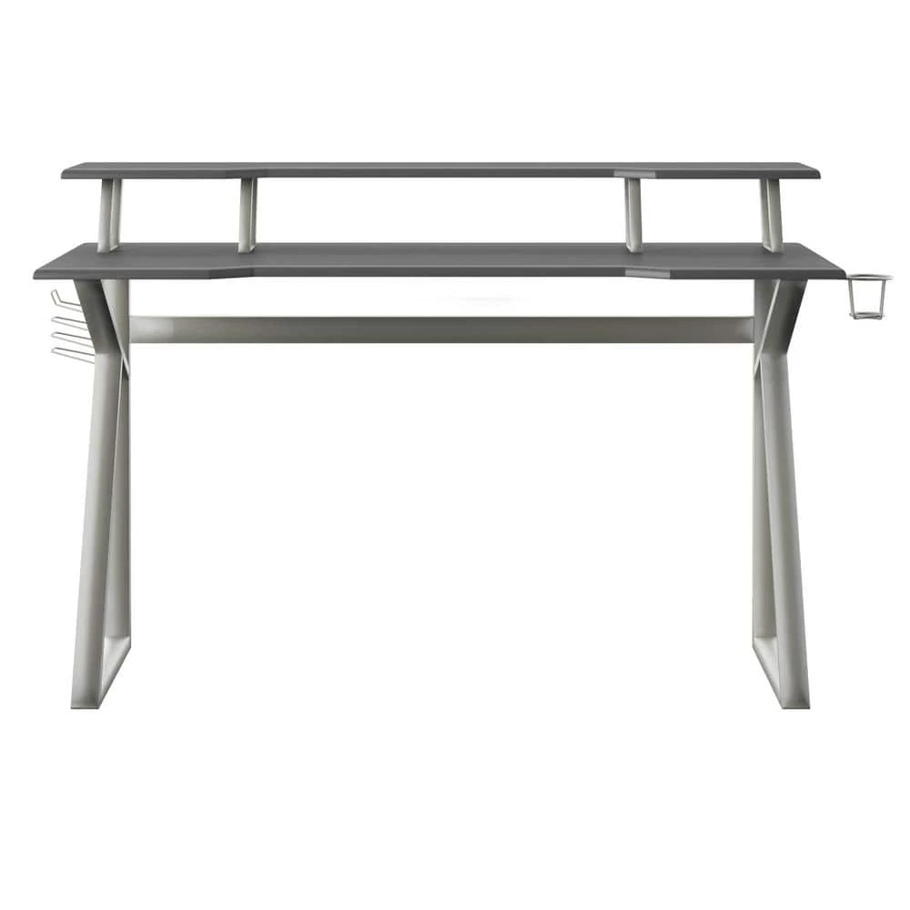 56 in. Metallic Gray Gaming Computer Desk with USB Charging Ports by Twin Star Home 1 56 in. Metallic Gray Gaming Computer Desk with USB Charging Ports by Twin Star Home