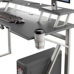 56 in. Metallic Gray Gaming Computer Desk with USB Charging Ports by Twin Star Home 18 56 in. Metallic Gray Gaming Computer Desk with USB Charging Ports by Twin Star Home -Twin Star Home Sales Store metallic gray twin star home computer desks odp6955 tvb01 77 1000