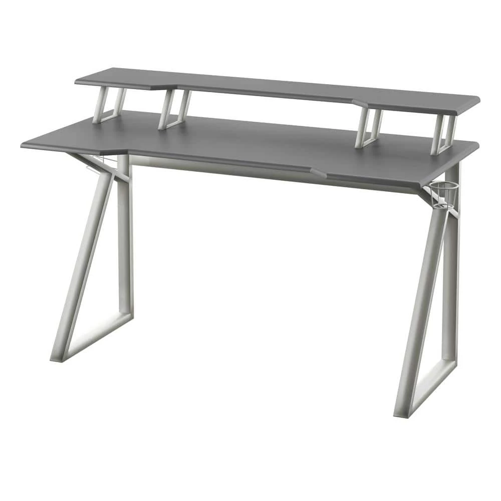 56 in. Metallic Gray Gaming Computer Desk with USB Charging Ports by Twin Star Home 2 56 in. Metallic Gray Gaming Computer Desk with USB Charging Ports by Twin Star Home - Image 2