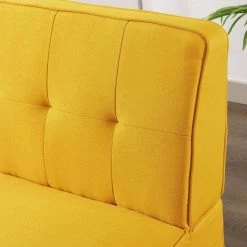 64.5 in. W Linen Armless 3-Seat Tufted Upholstery Mid-Century Modern Sofa in Mustard by KINWELL -Twin Star Home Sales Store mustard kinwell sofas couches hx2046ye 4f 1000