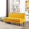 64.5 in. W Linen Armless 3-Seat Tufted Upholstery Mid-Century Modern Sofa in Mustard by KINWELL